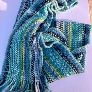 Multicolored Blue Knit Scarf
